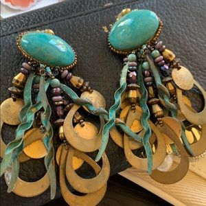 Vintage Turquoise and Beaded Earrings